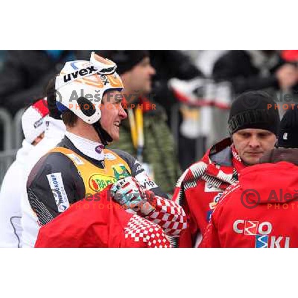 Ivica Kostelic of Croatia in finish after second run of AUDI FIS World Cup Giant Slalom race for Vitranc Cup in Kranjska Gora, Slovenia 30.1.2010 
