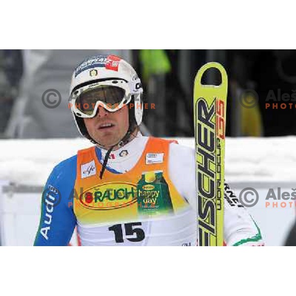 Manfred Moelgg of Italy in finish after second run of AUDI FIS World Cup Giant Slalom race for Vitranc Cup in Kranjska Gora, Slovenia 30.1.2010 
