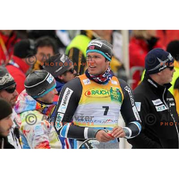 Axel Lund Svindal of Norway in finish after second run of AUDI FIS World Cup Giant Slalom race for Vitranc Cup in Kranjska Gora, Slovenia 30.1.2010 