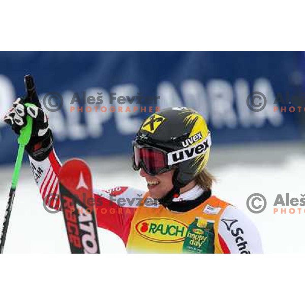 Marcel Hirscher of Austria in finish after second run of AUDI FIS World Cup Giant Slalom race for Vitranc Cup in Kranjska Gora, Slovenia 30.1.2010 