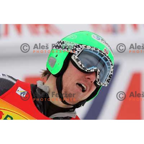 Ted Ligety of USA in finish after second run of AUDI FIS World Cup Giant Slalom race for Vitranc Cup in Kranjska Gora, Slovenia 30.1.2010 