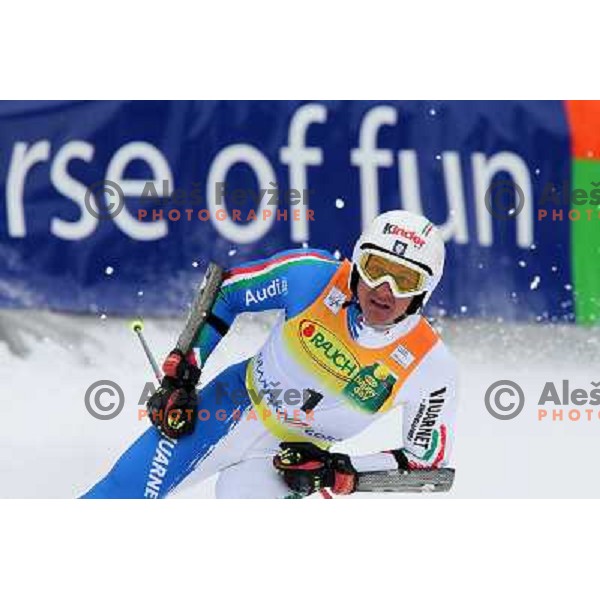 Max Blardone of Italy in finish after second run of AUDI FIS World Cup Giant Slalom race for Vitranc Cup in Kranjska Gora, Slovenia 30.1.2010 