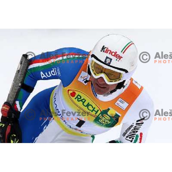 Max Blardone of Italy in finish after second run of AUDI FIS World Cup Giant Slalom race for Vitranc Cup in Kranjska Gora, Slovenia 30.1.2010 