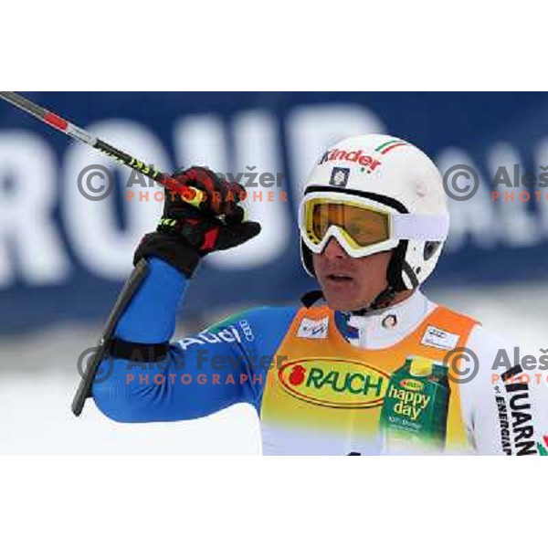 Max Blardone of Italy in finish after second run of AUDI FIS World Cup Giant Slalom race for Vitranc Cup in Kranjska Gora, Slovenia 30.1.2010 