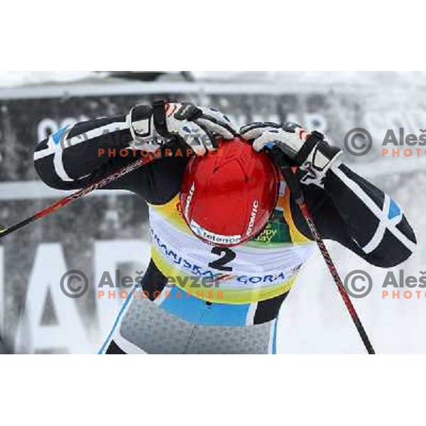 Kjetil Jansrud of Norway in finish after second run of AUDI FIS World Cup Giant Slalom race for Vitranc Cup in Kranjska Gora, Slovenia 30.1.2010 