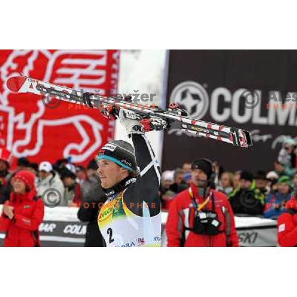 Kjetil Jansrud of Norway in finish after second run of AUDI FIS World Cup Giant Slalom race for Vitranc Cup in Kranjska Gora, Slovenia 30.1.2010 