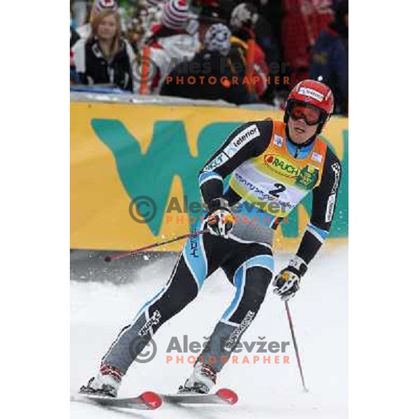 Kjetil Jansrud of Norway in finish after second run of AUDI FIS World Cup Giant Slalom race for Vitranc Cup in Kranjska Gora, Slovenia 30.1.2010 