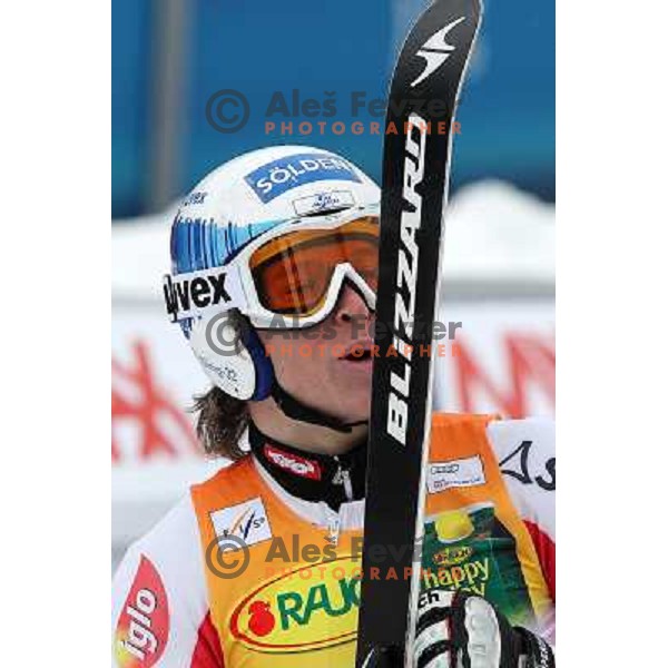 Christoph Noesig of Austria in finish after second run of AUDI FIS World Cup Giant Slalom race for Vitranc Cup in Kranjska Gora, Slovenia 30.1.2010 