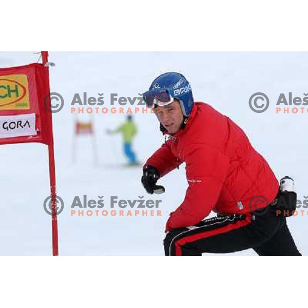  Benjamin Raich during course inspection before AUDI FIS World Cup Giant Slalom race for Vitranc Cup in Kranjska Gora, Slovenia 30.1.2010 