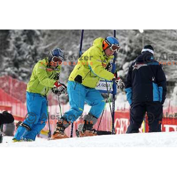 Matic Skube during course inspection before AUDI FIS World Cup Giant Slalom race for Vitranc Cup in Kranjska Gora, Slovenia 30.1.2010 