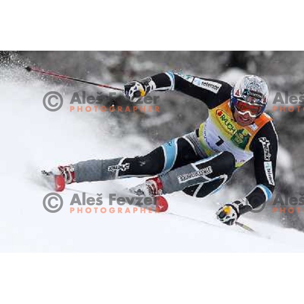 Axel lund Svindal during first run of AUDI FIS World Cup Giant Slalom race in Kranjska Gora, Slovenia 30.1.2010 