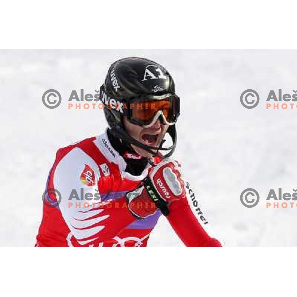 Reinfried Herbst of Austria celebrates victory after second run of AUDI FIS World Cup Slalom race for Vitranc Cup in Kranjska Gora, Slovenia 31.1.2010 