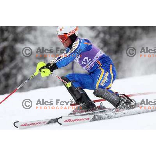 Mattias Hargin during first run of AUDI FIS World Cup Slalom race for Vitranc Cup in Kranjska Gora, Slovenia 31.1.2010 