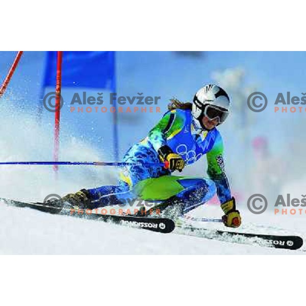 Spela Pretnar of Slovenia during first run of Giant Slalom in Park City during 2002 Olympic games in Salt lake City, USA 