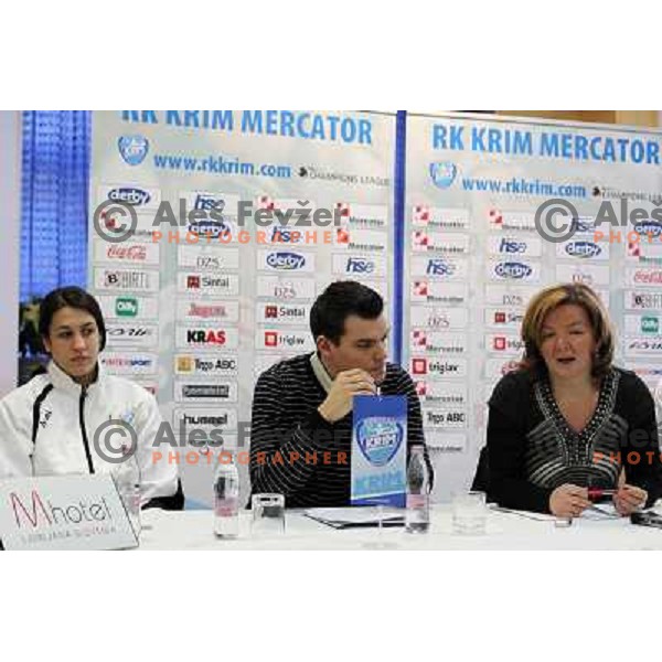 Andrea Lekic, Jaka Kravanja, Marta Bon during press conference of RK Krim Mercator in M hotel, Ljubljana 3.2.2010 