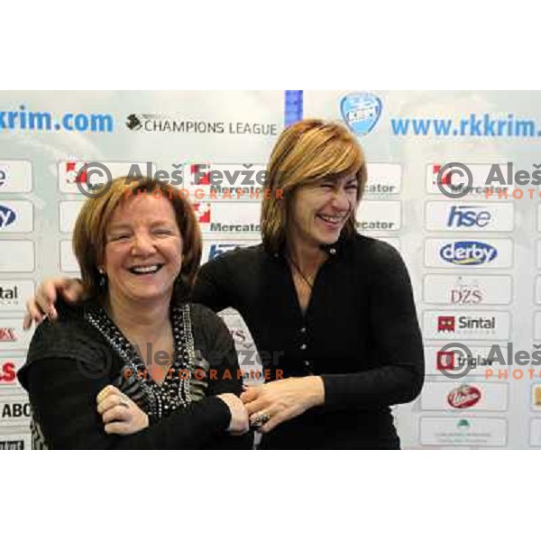 Marta Bon and Tanja Polajnar during press conference of RK Krim Mercator in M hotel, Ljubljana 3.2.2010 