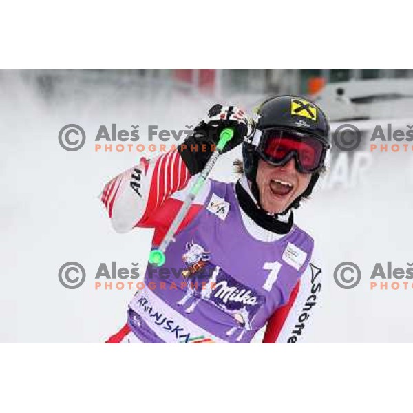 Marcel Hirscher of Austria in finish after second run of AUDI FIS World Cup Giant Slalom race in Kranjska Gora, Slovenia 29.1.2010 