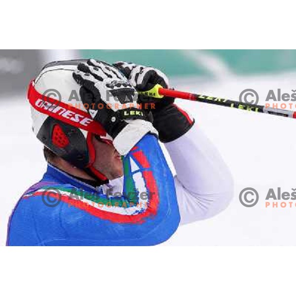 Davide Simoncelli of Italy in finish after second run of AUDI FIS World Cup Giant Slalom race in Kranjska Gora, Slovenia 29.1.2010 
