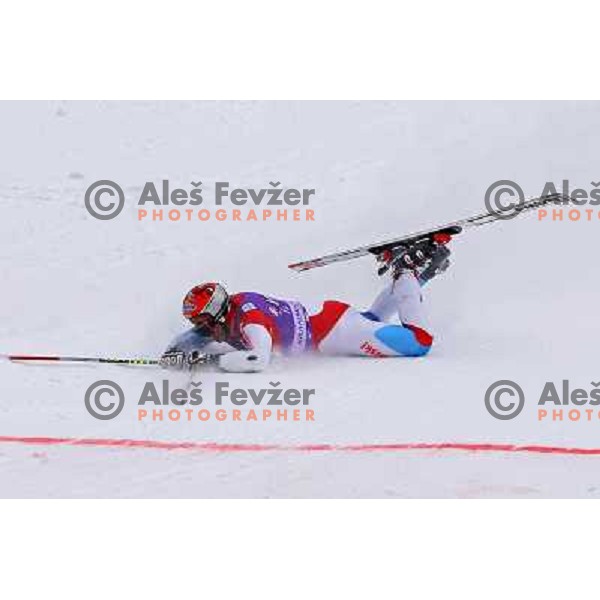 Dider Couche of Switzerland in finish after second run of AUDI FIS World Cup Giant Slalom race in Kranjska Gora, Slovenia 29.1.2010 