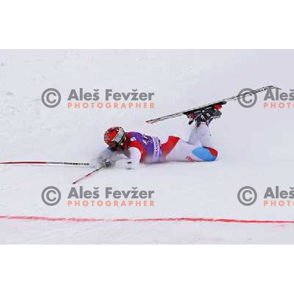 Dider Couche of Switzerland in finish after second run of AUDI FIS World Cup Giant Slalom race in Kranjska Gora, Slovenia 29.1.2010 