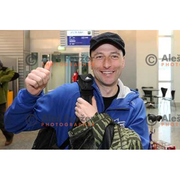 Tomas Globocnik arriving to Frankfurt Airport on his way to 2010 Winter Olympic games in Vancouver, Canada 8.2.2010 