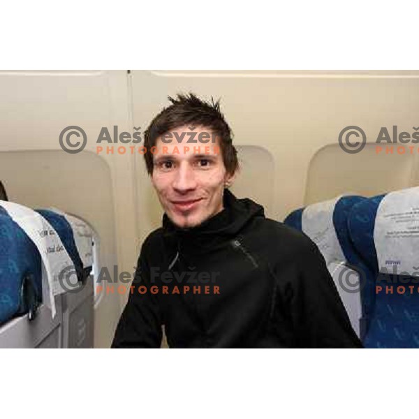 Robi Kranjec departing from Joze Pucnik Airport, Brnik, Slovenia to 2010 Winter Olympic games 8.2.2010 