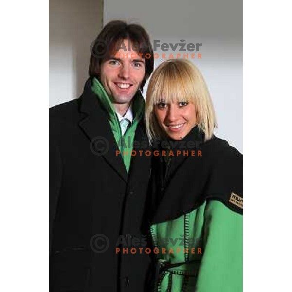 Gregor Urbas, Teodora Postic, members of Slovenia Olympic team for 2010 Olympic Games in Vancouver at official presentation at Ljubljana Castle, Slovenia 27.1.2010 