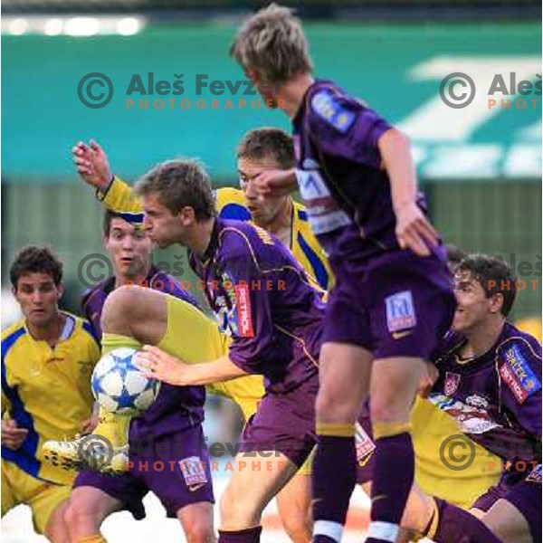action during Prva Liga Telekom Slovenije football match between Domzale and Maribor Pivovarna Lasko in Domzale on June 3, 2006