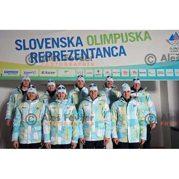Alpine skiers members of Slovenia Olympic team for 2010 Olympic Games in Vancouver at official presentation at Ljubljana Castle, Slovenia 27.1.2010 