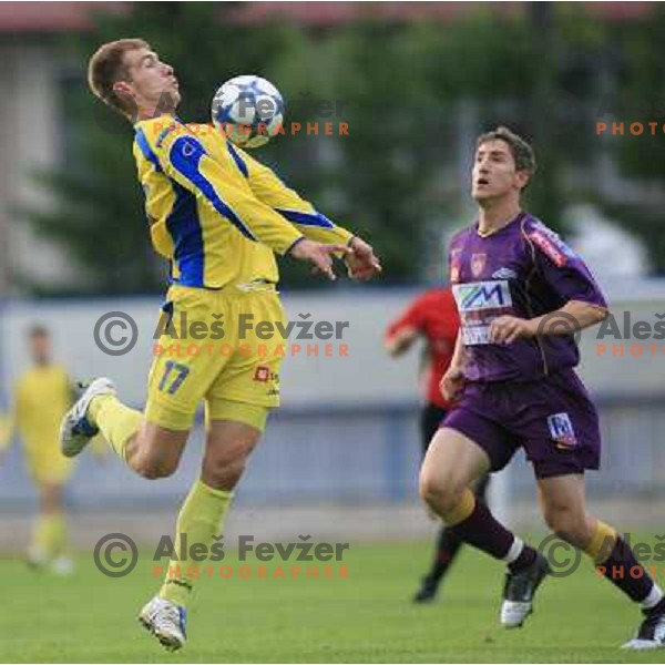 action during Prva Liga Telekom Slovenije football match between Domzale and Maribor Pivovarna Lasko in Domzale on June 3, 2006