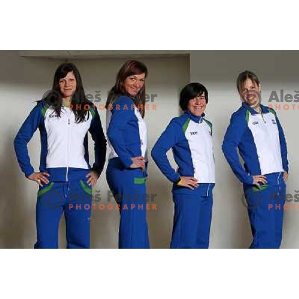 Katja Visnar, Petra Majdic, Barbara Jezersek, Vesna Fabjan, members of Slovenia Olympic team for 2010 Olympic Games in Vancouver at official presentation at Ljubljana Castle, Slovenia 27.1.2010 