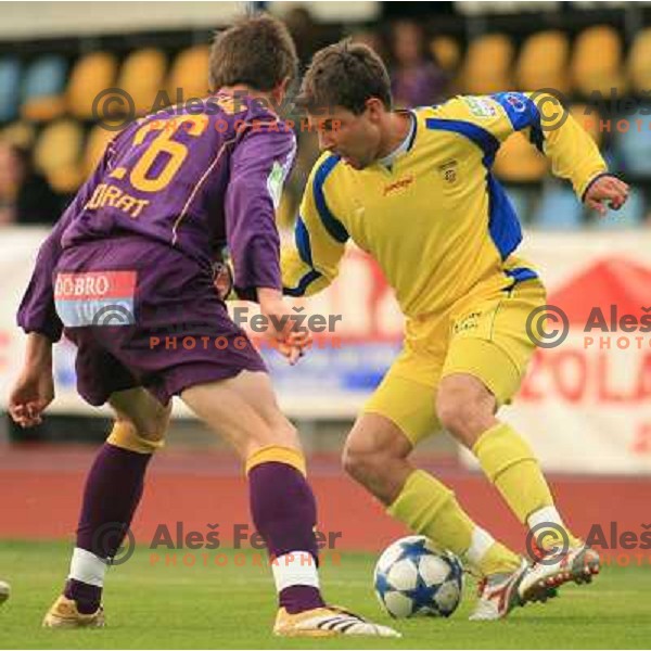 action during Prva Liga Telekom Slovenije football match between Domzale and Maribor Pivovarna Lasko in Domzale on June 3, 2006