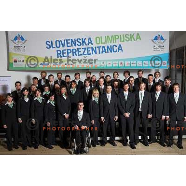 members of Slovenia Olympic team for 2010 Olympic Games in Vancouver at official presentation at Ljubljana Castle, Slovenia 27.1.2010 