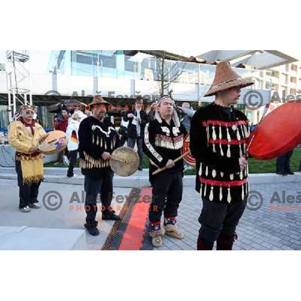  during official ceremony "Raising the flag" in Olympic village at 2010 Winter Olympic games in Vancouver, Canada 9.2.2010 