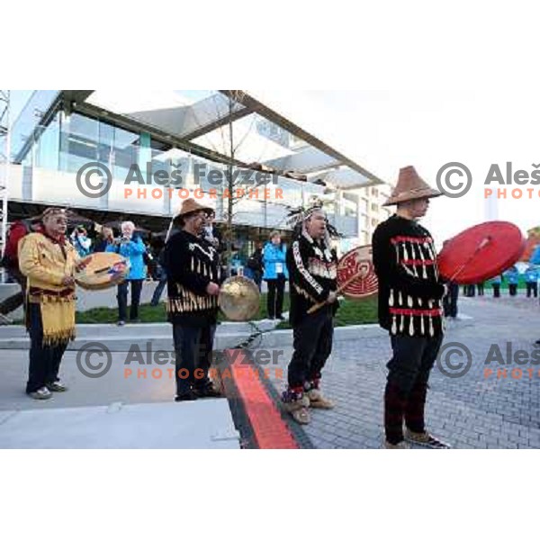  during official ceremony "Raising the flag" in Olympic village at 2010 Winter Olympic games in Vancouver, Canada 9.2.2010 