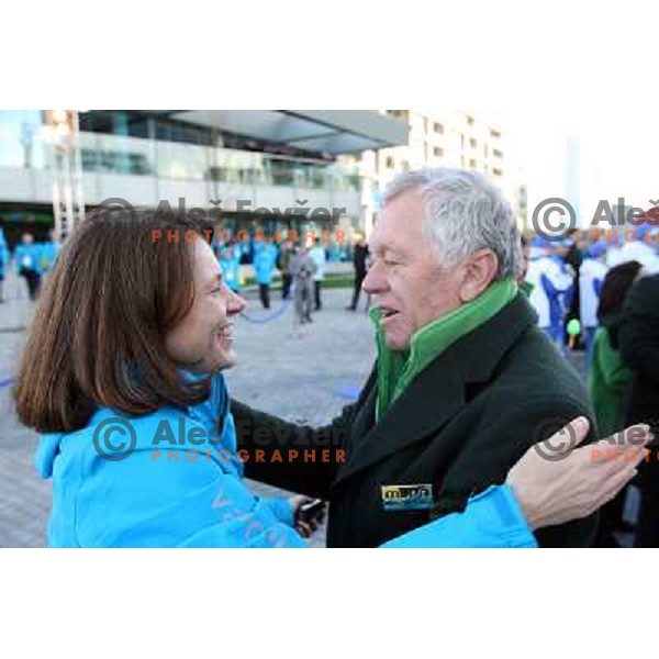  during official ceremony "Raising the flag" in Olympic village at 2010 Winter Olympic games in Vancouver, Canada 9.2.2010 