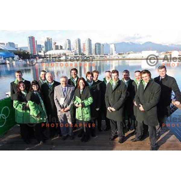 Team Slovenia during official ceremony "Raising the flag" in Olympic village at 2010 Winter Olympic games in Vancouver, Canada 9.2.2010 