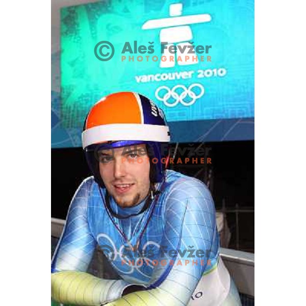 Domen Pociecha (SLO) during first official luge training in Whistler Olympic sliding centre during Winter Olympic Games Vancouver on February 10th 2010 