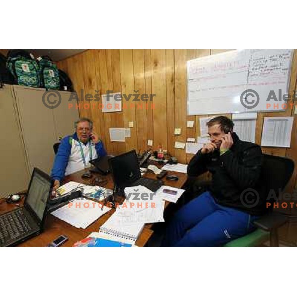 Brane Dmitrovic and Blaz Perko in Slovenia team office in Whistler Olympic Village during Winter Olympic Games Vancouver 10.2. 2010 