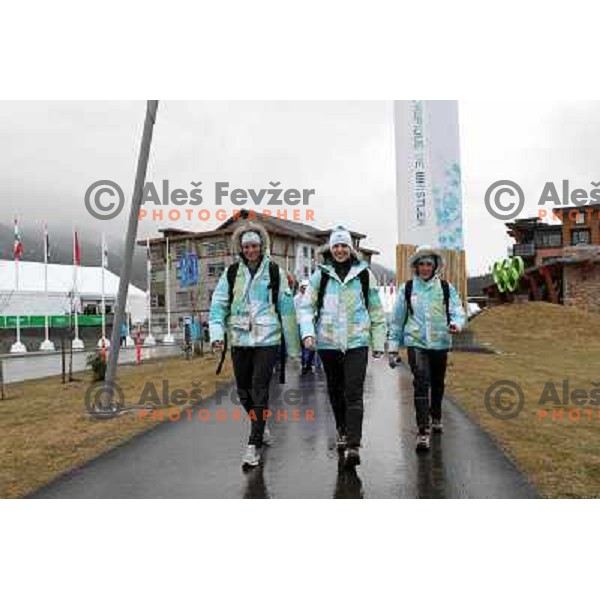 Visnar, Fabjan and Jezersek in Whistler Olympic Village during Winter Olympic Games Vancouver 10.2. 2010 