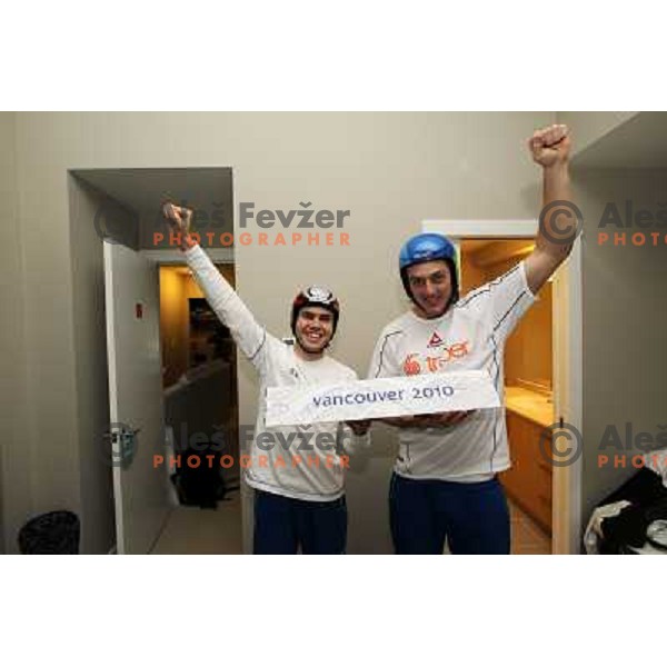 Jernej Damjan and Rok Perko in Whistler Olympic Village during Winter Olympic Games Vancouver 10.2. 2010 