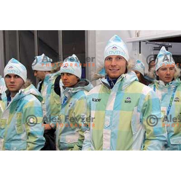 Jernej Damjan,Teja Gregorin and Klemen Bauer during OKS press conference in Whistler Olympic village, 2010 Winter olympic games Vancouver, Canada 11.2.2010 