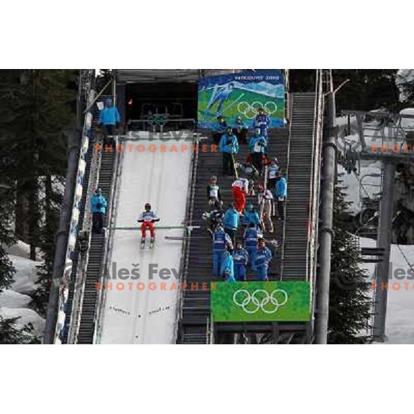 Robert Kranjec during qualification round in ski jumping at Normal Hill held in Whistler Olympic park, 2010 Winter Olympic games Vancouver, Canada 12.2.2010 