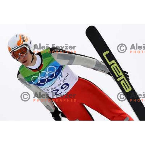 Peter Prevc during qualification round in ski jumping at Normal Hill held in Whistler Olympic park, 2010 Winter Olympic games Vancouver, Canada 12.2.2010 
