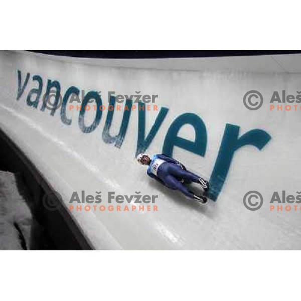 Nodar Kumaritashvili of Georgia (30) during luge practice session at Olympic sliding centre in Whistler 9.2.2010. Three days later he chrashed and passed away. 