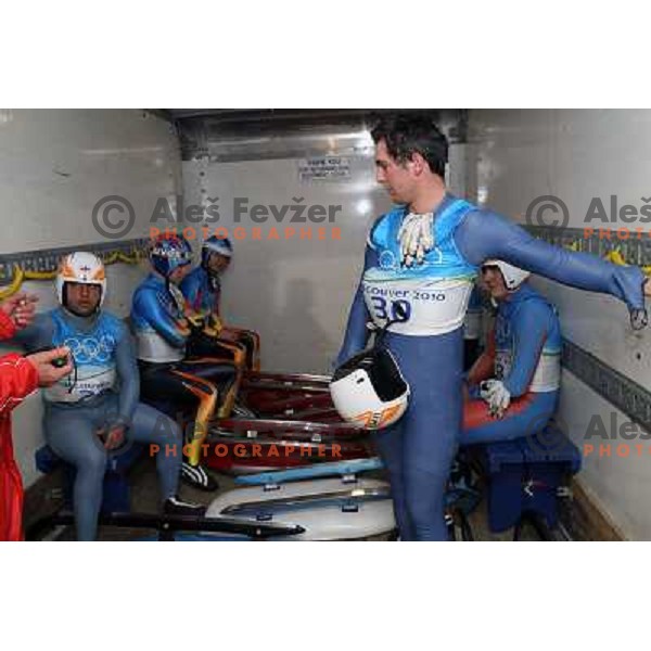 Nodar Kumaritashvili of Georgia (30) during luge practice session at Olympic sliding centre in Whistler 9.2.2010. Three days later he chrashed and passed away. 