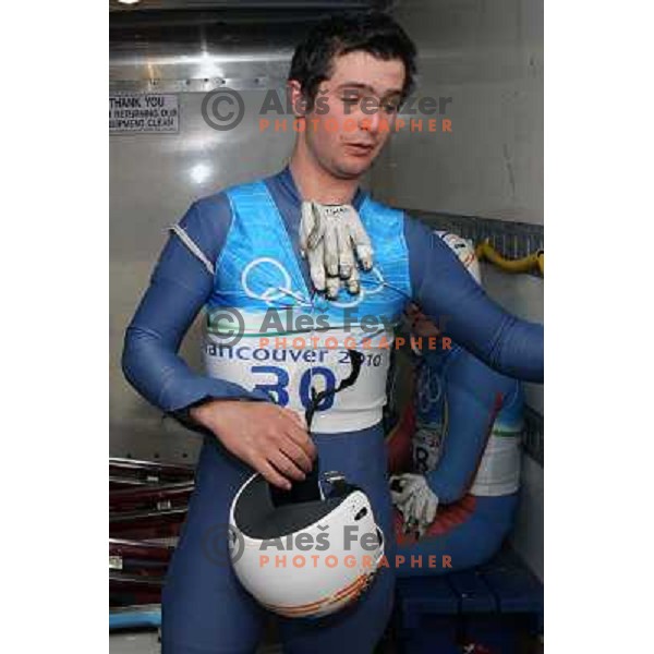 Nodar Kumaritashvili of Georgia (30) during luge practice session at Olympic sliding centre in Whistler 9.2.2010. Three days later he chrashed and passed away. 