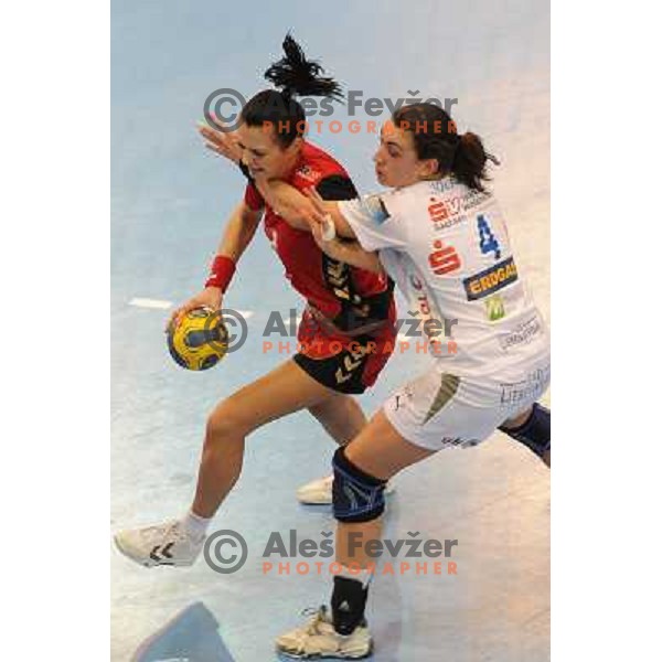 Szandra Zascik at handball game, Krim Mercator - HCL Leipzig, played in Champions league, Ljubljana, 13.01.2010, Krim Mercator won 32:26 