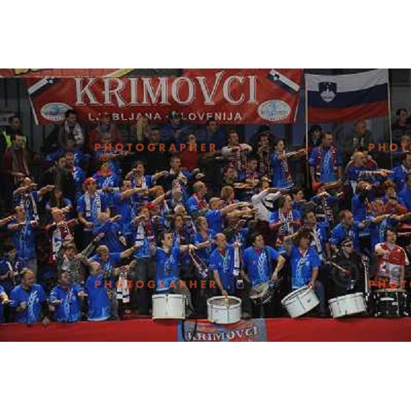Krim Fans Krimovci at handball game, Krim Mercator - HCL Leipzig, played in Champions league, Ljubljana, 13.01.2010, Krim Mercator won 32:26 