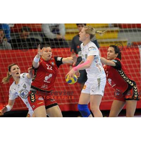 Dragana Cvijic, Andreja Lekic at handball game, Krim Mercator - HCL Leipzig, played in Champions league, Ljubljana, 13.01.2010, Krim Mercator won 32:26 